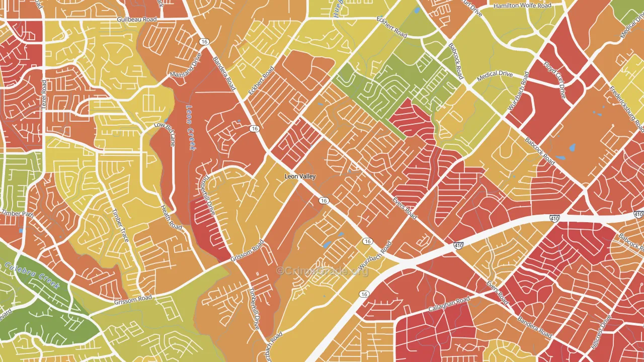 Leon Valley, TX Map of Arson Rates