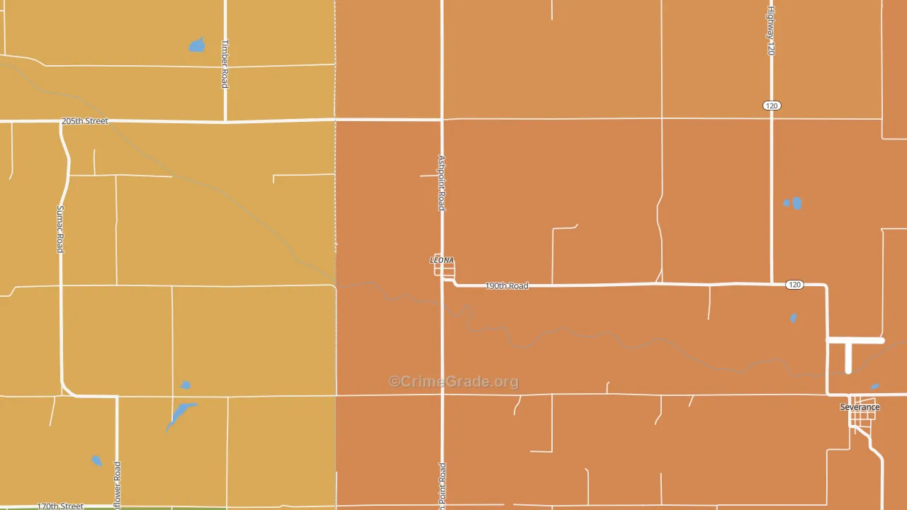 Leona, KS Map of Arson Rates