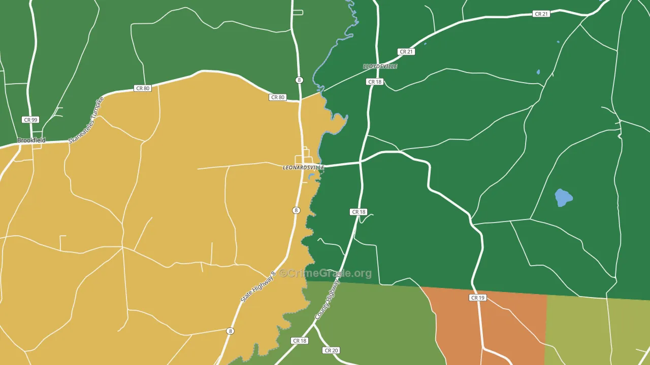 Leonardsville, NY Map of Arson Rates