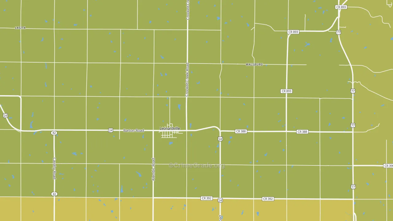 Leonardville, KS Map of Arson Rates