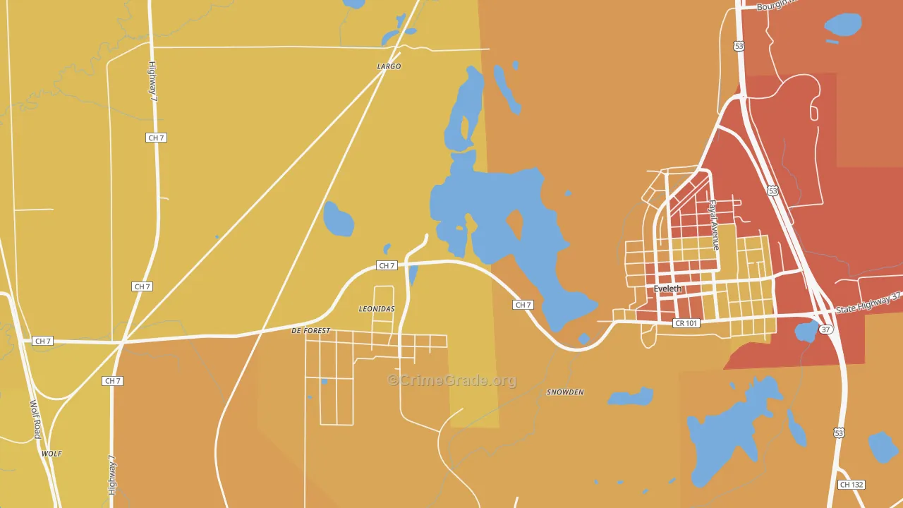 Leonidas, MN Map of Arson Rates