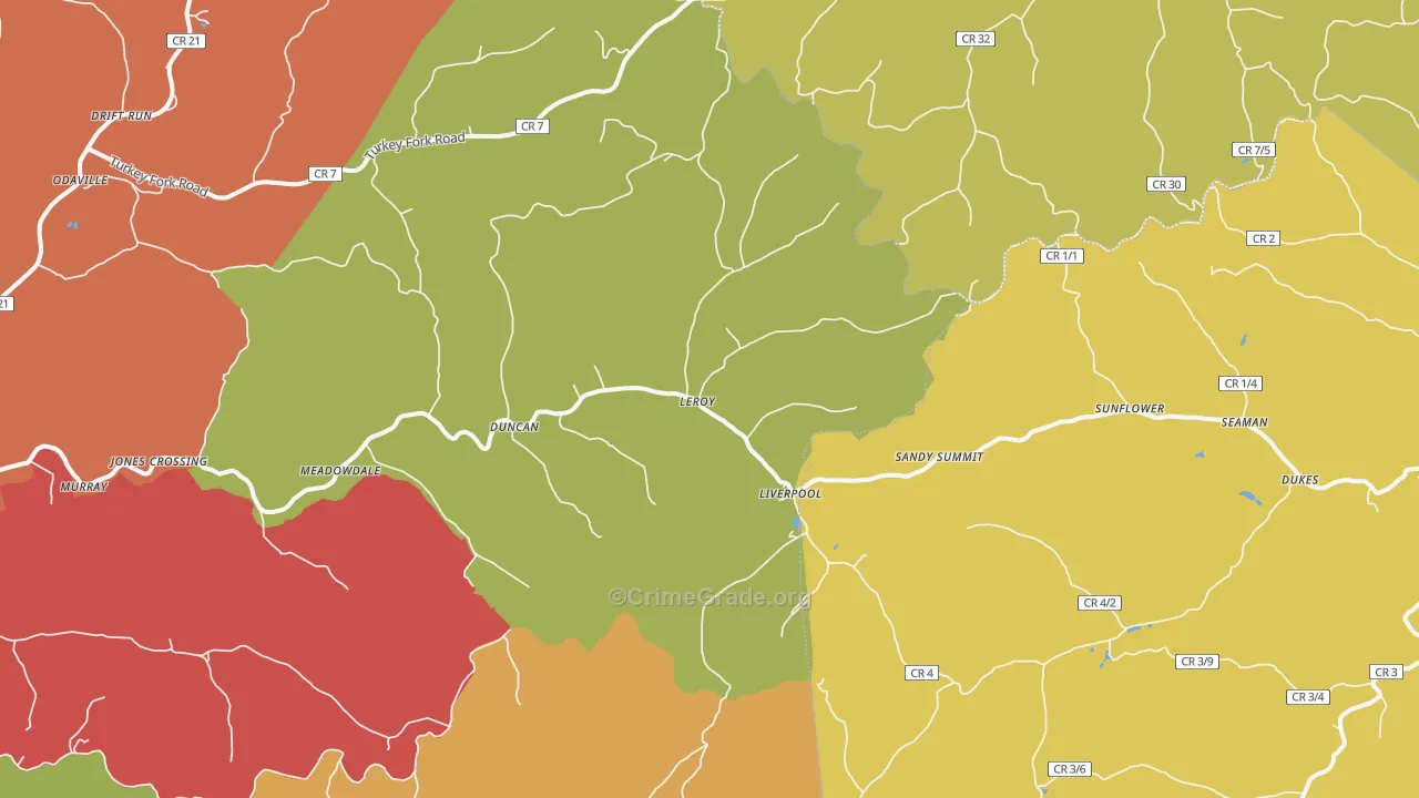 Leroy, WV Map of Arson Rates
