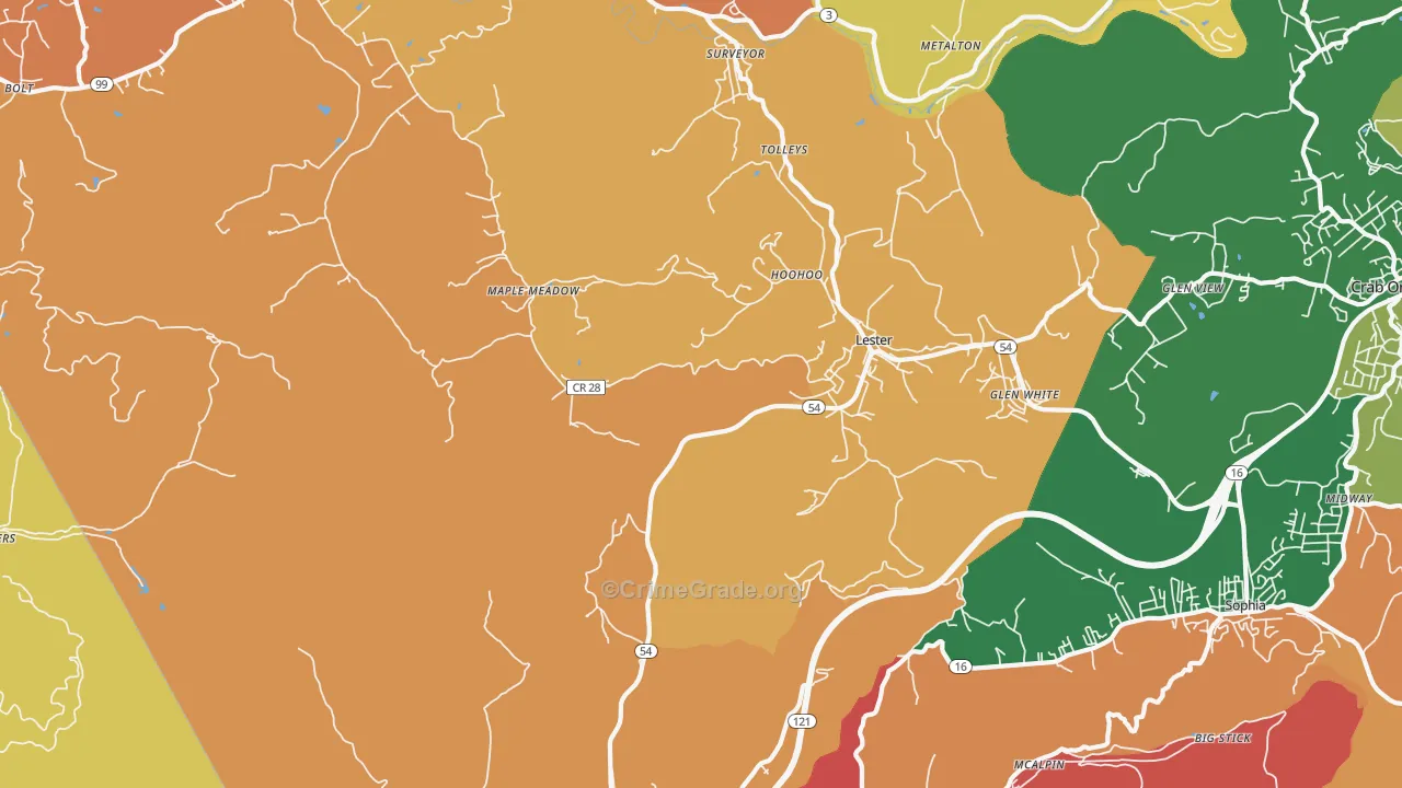 Lester, WV Map of Arson Rates