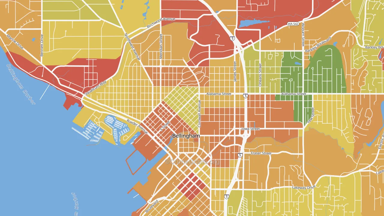 Lettered Streets, Bellingham, WA Map of Arson Rates