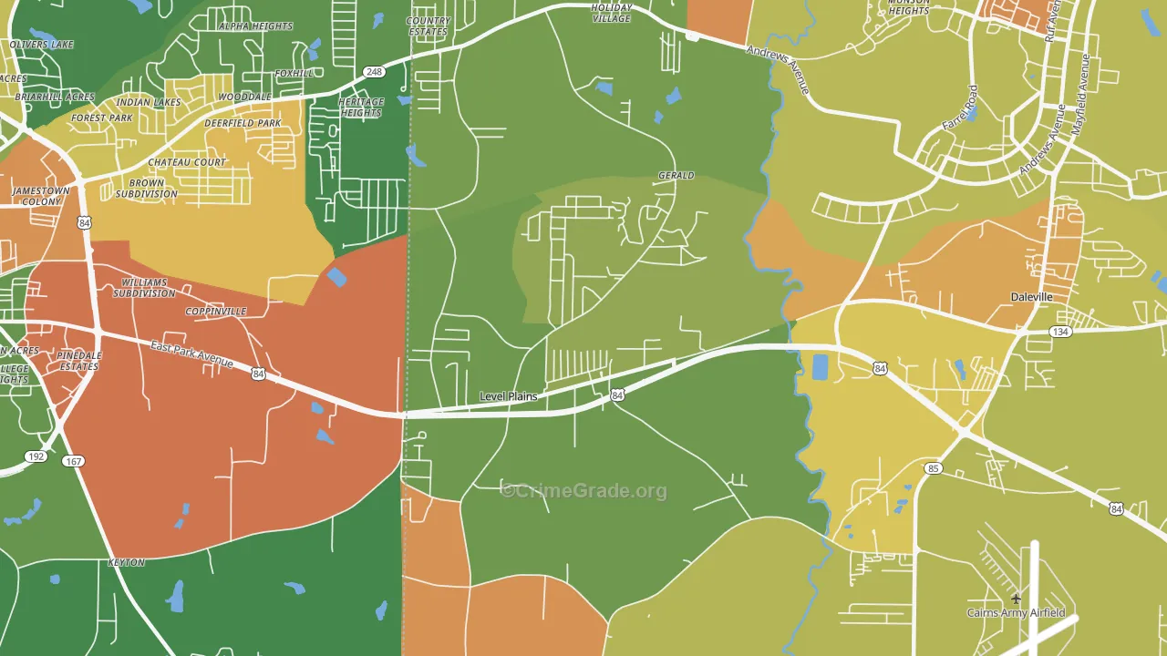 Level Plains, AL Map of Arson Rates