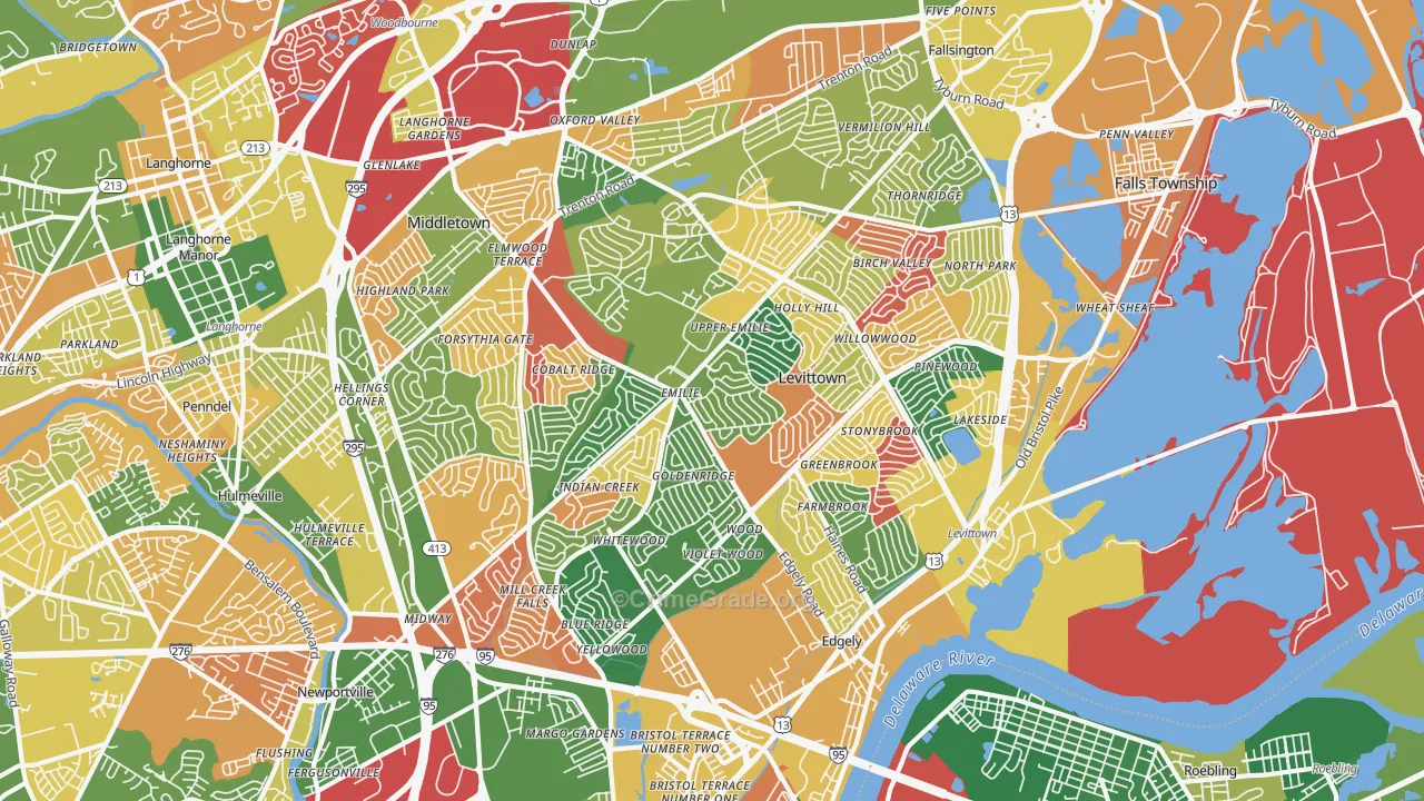 Levittown, PA Map of Arson Rates