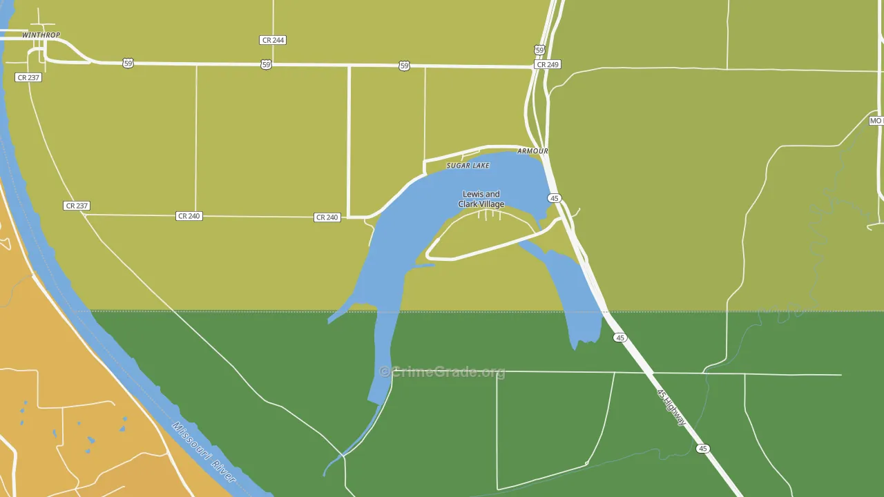 Lewis and Clark Village, MO Map of Arson Rates