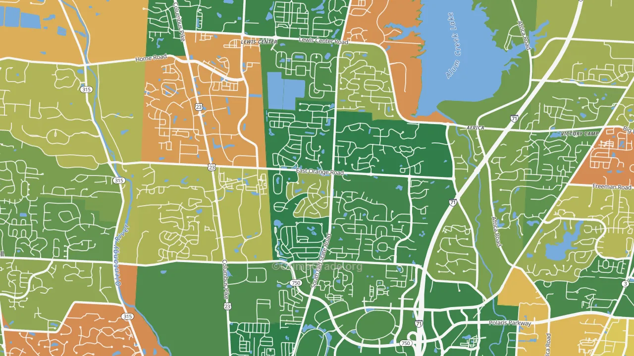 Lewis Center, OH Map of Arson Rates