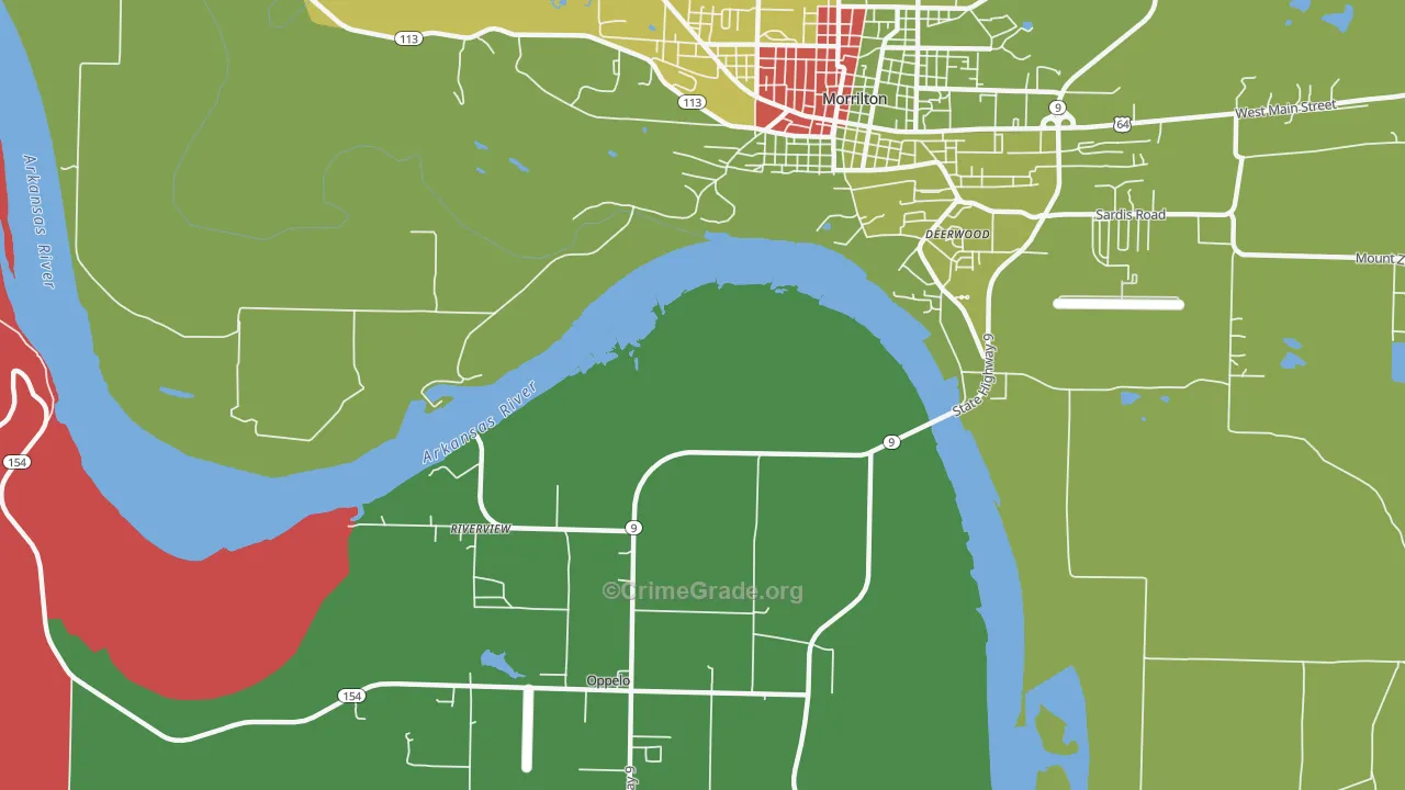 Lewisburg, AR Map of Arson Rates