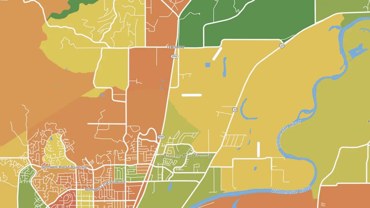 Lewisburg, OR Map of Arson Rates