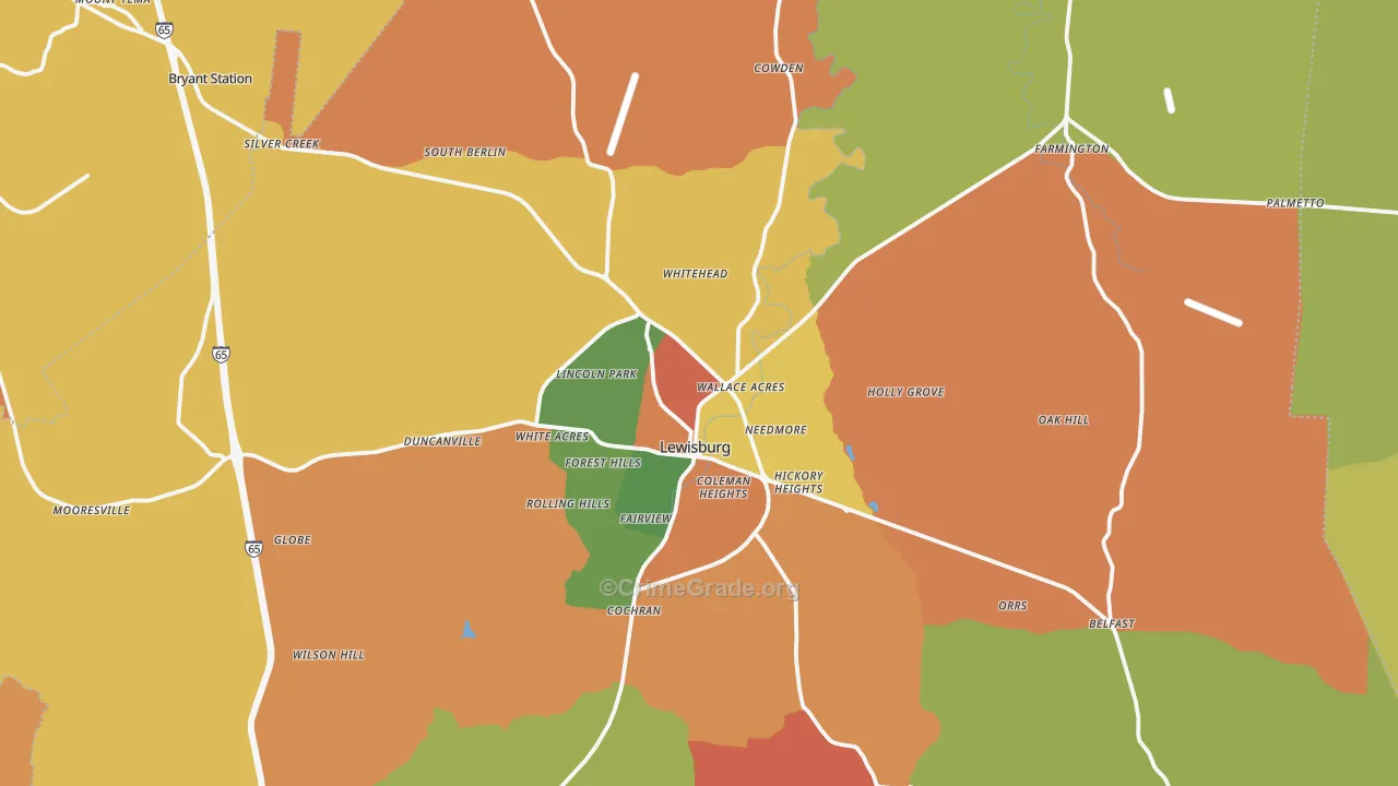 Lewisburg, TN Map of Arson Rates