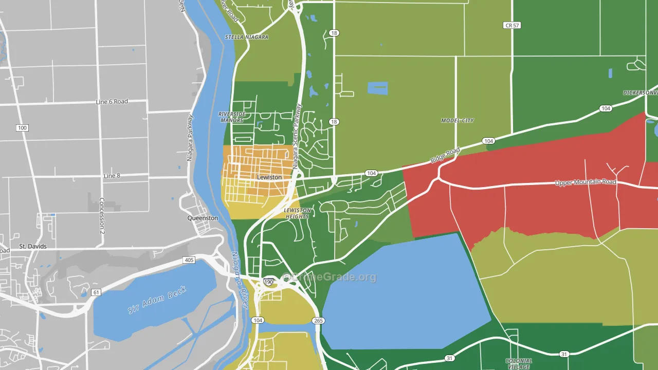 Lewiston, NY Map of Arson Rates
