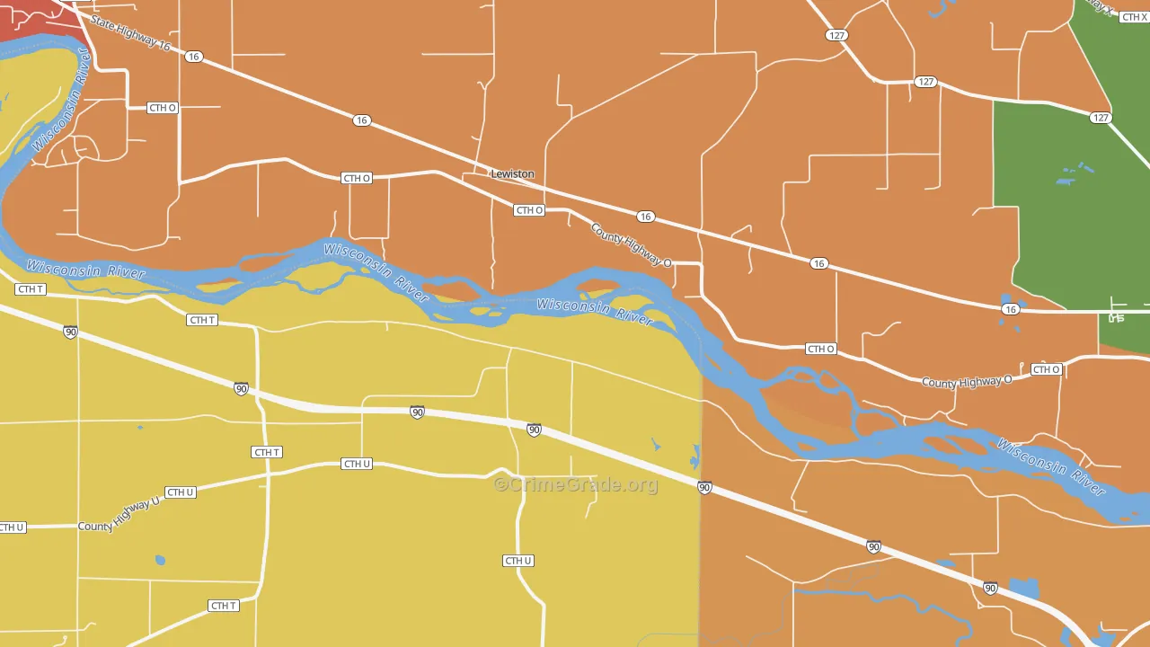 Lewiston, WI Map of Arson Rates