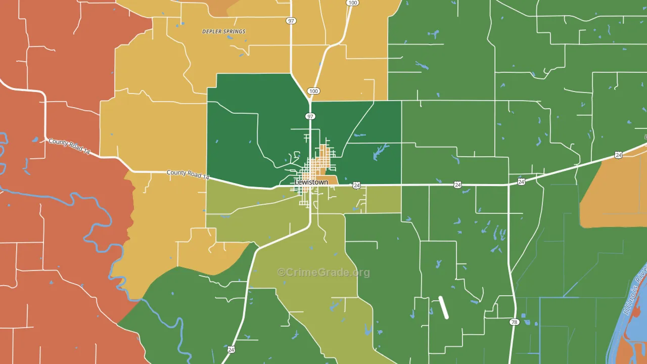 Lewistown, IL Map of Arson Rates