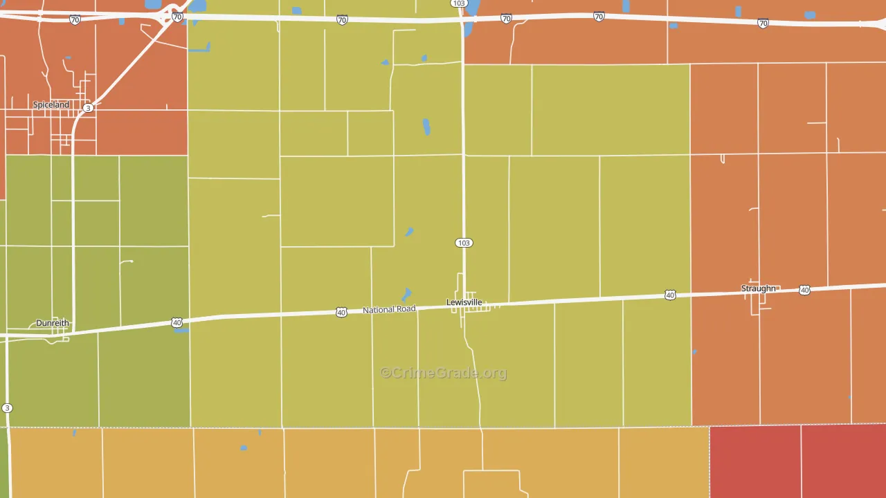 Lewisville, IN Map of Arson Rates