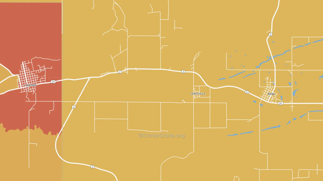 Lewisville, OK Map of Arson Rates