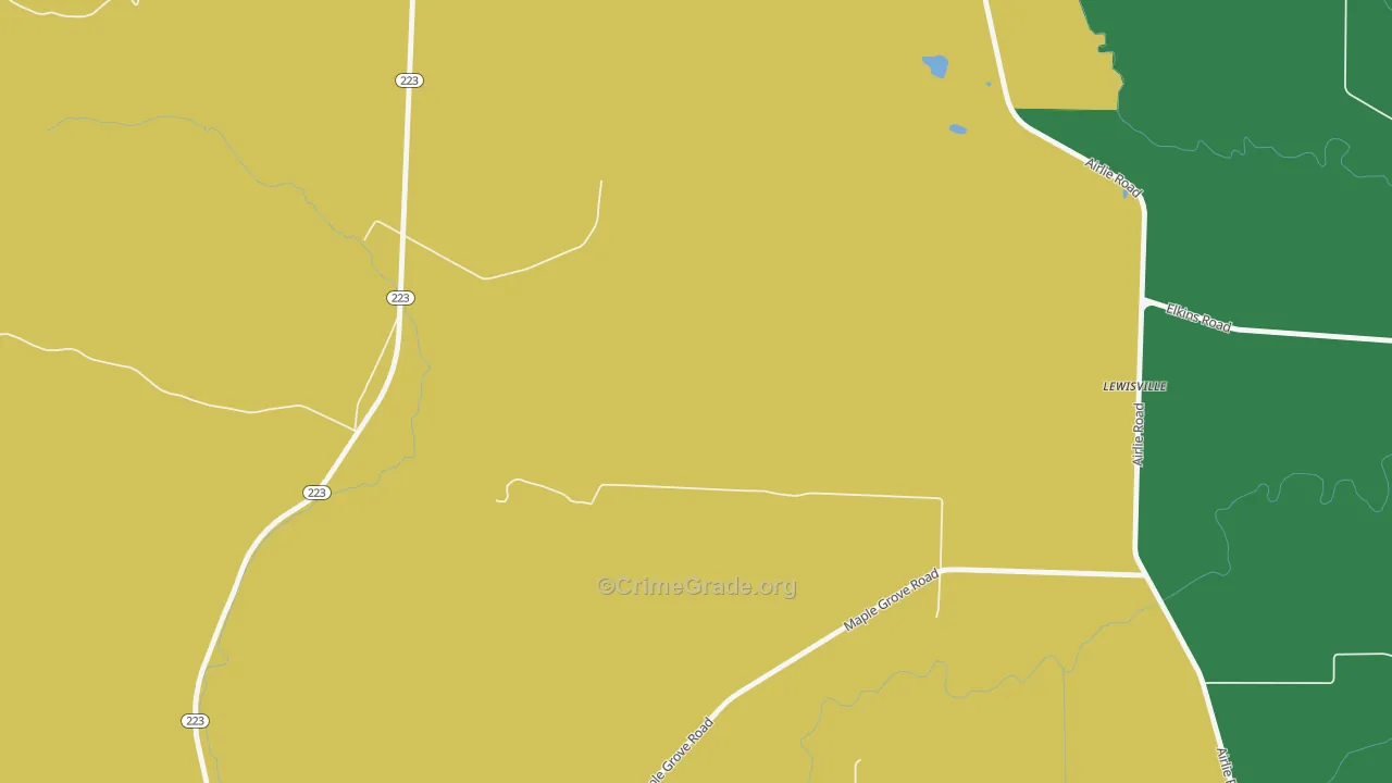 Lewisville, OR Map of Arson Rates