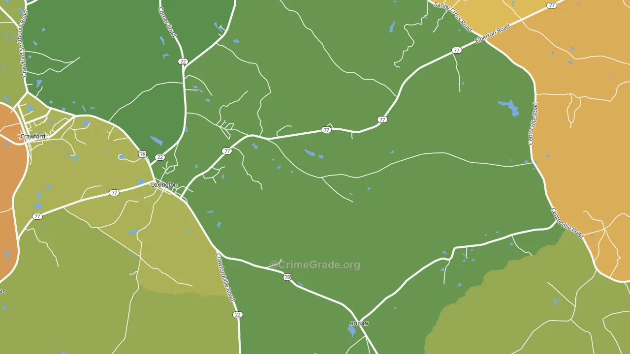 Lexington, GA Map of Arson Rates