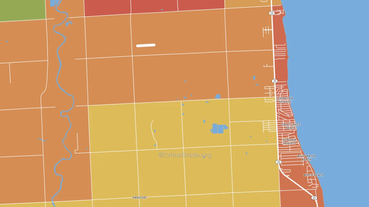 Lexington Heights, MI Map of Arson Rates