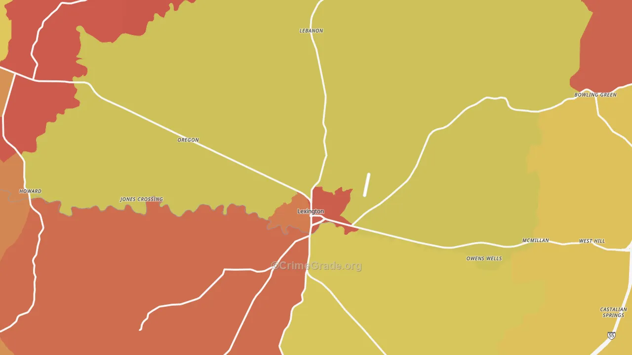 Lexington, MS Map of Arson Rates