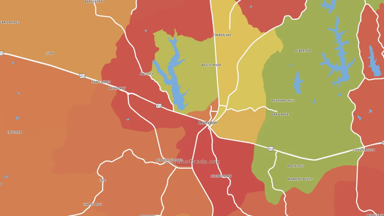 Lexington, TN Map of Arson Rates