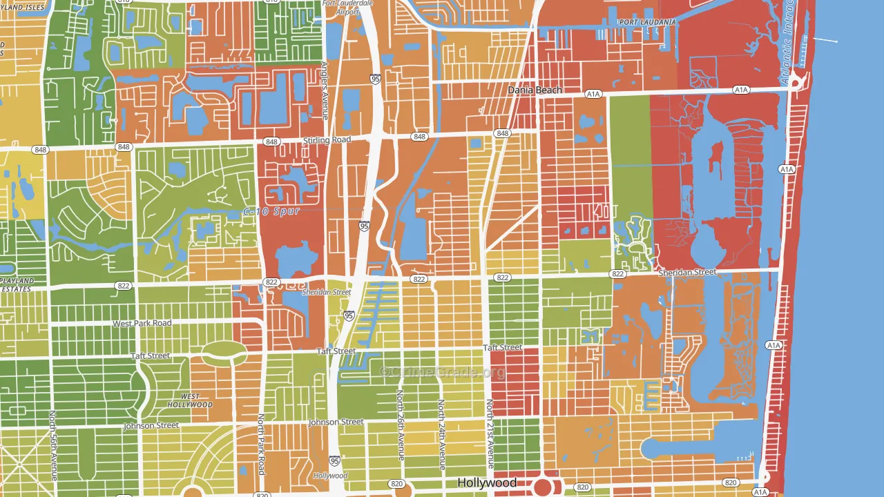 Liberia, Hollywood, FL Map of Arson Rates