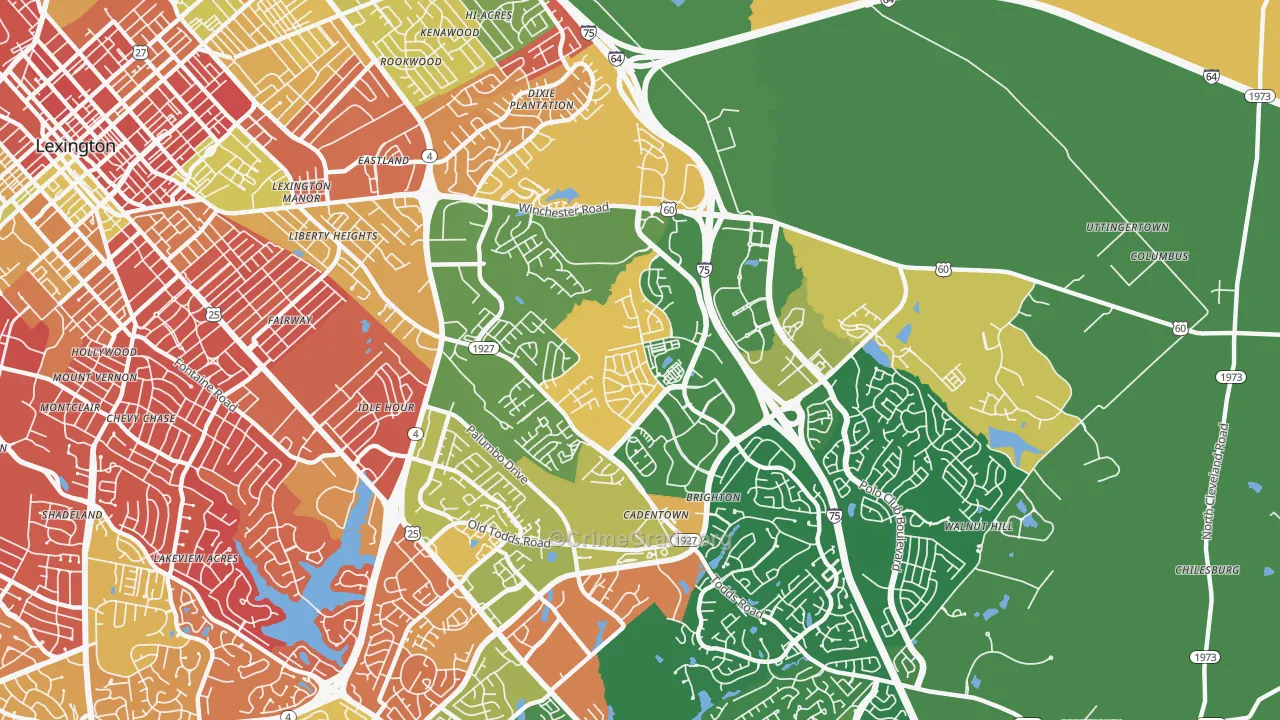Liberty Area, Lexington, KY Map of Arson Rates