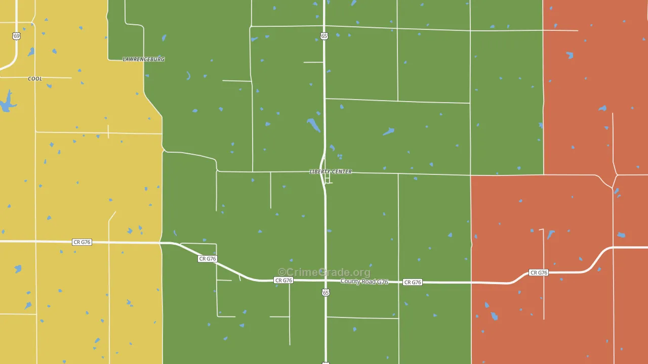 Liberty Center, IA Map of Arson Rates