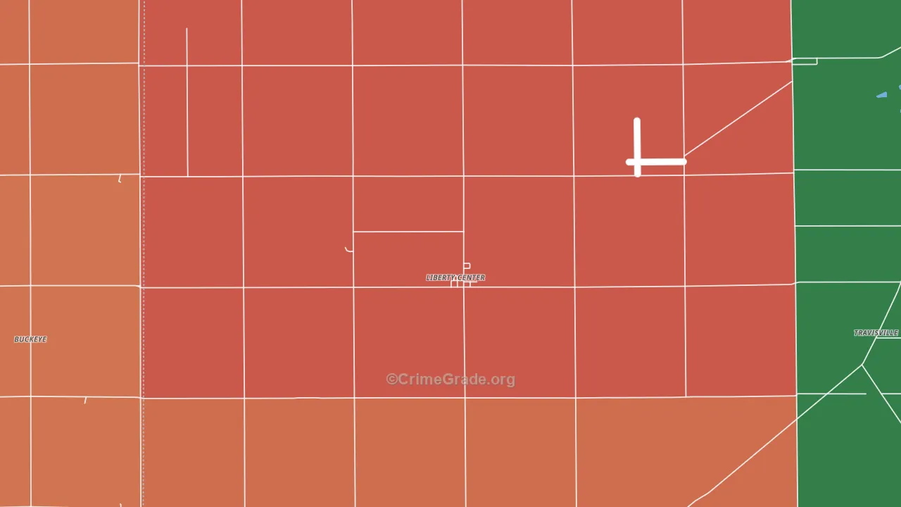 Liberty Center, IN Map of Arson Rates