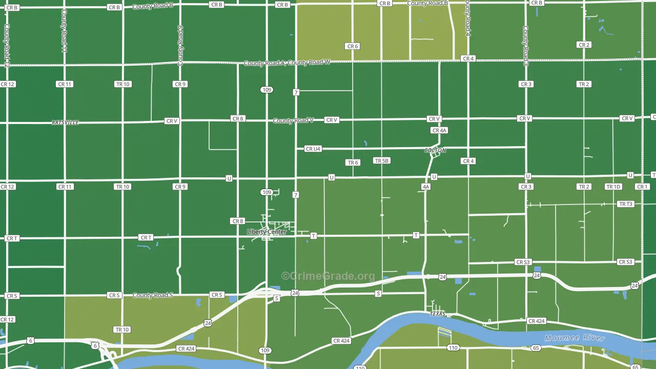 Liberty Center, OH Map of Arson Rates