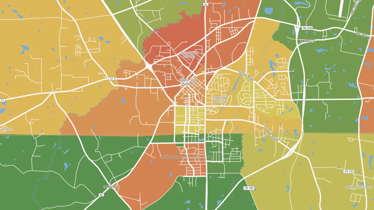 Liberty City, TX Map of Arson Rates