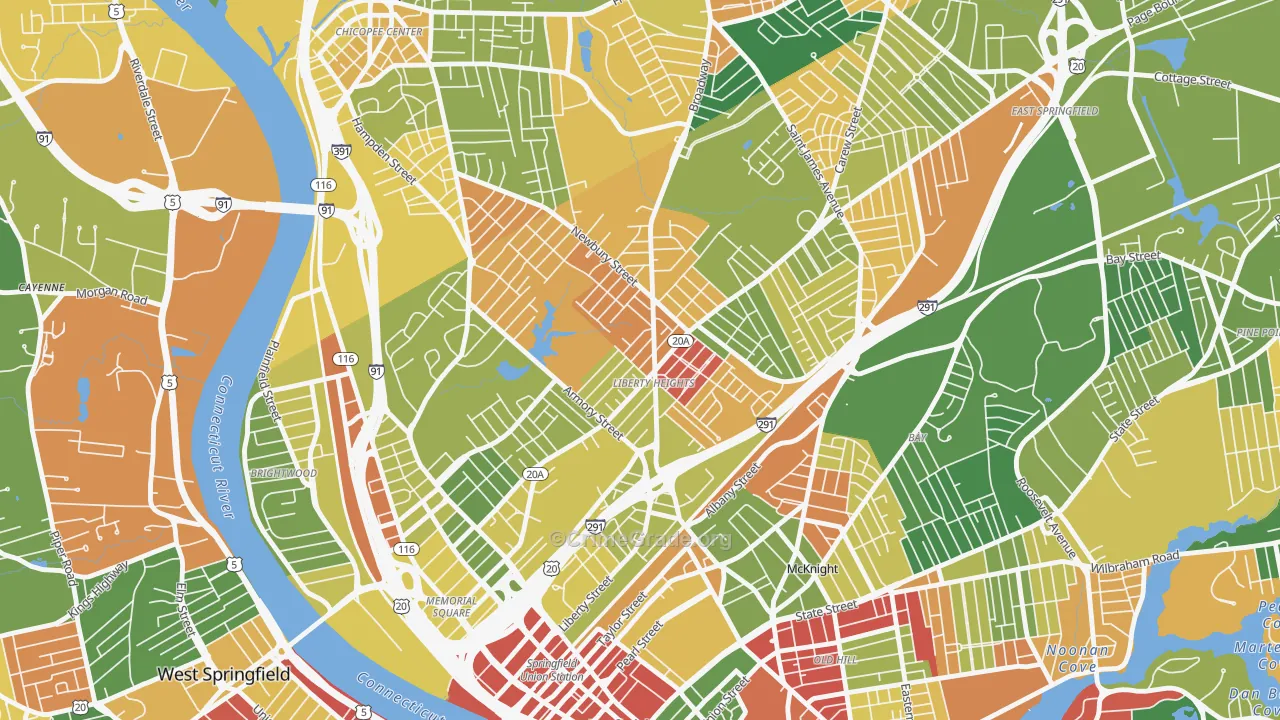 Liberty Heights, Springfield, MA Map of Arson Rates