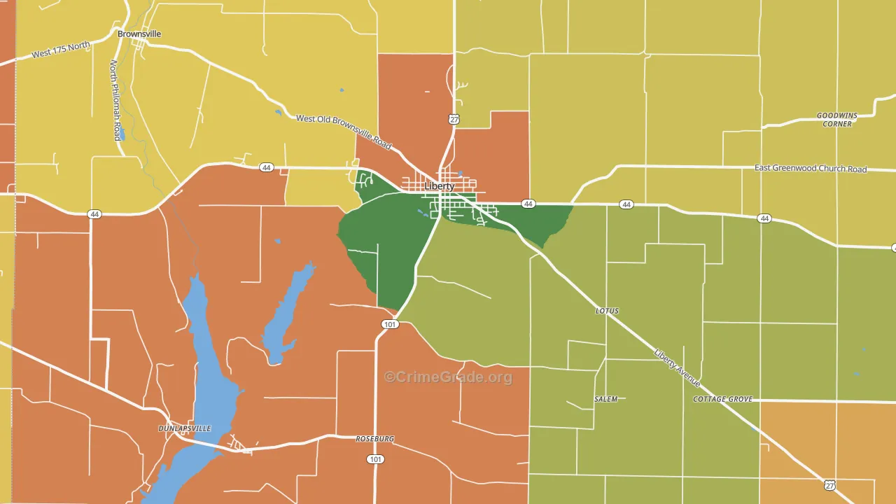 Liberty, IN Map of Arson Rates