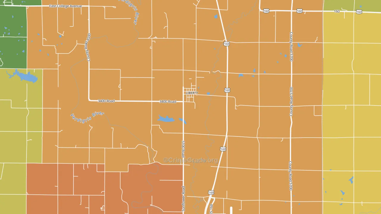 Liberty, KS Map of Arson Rates