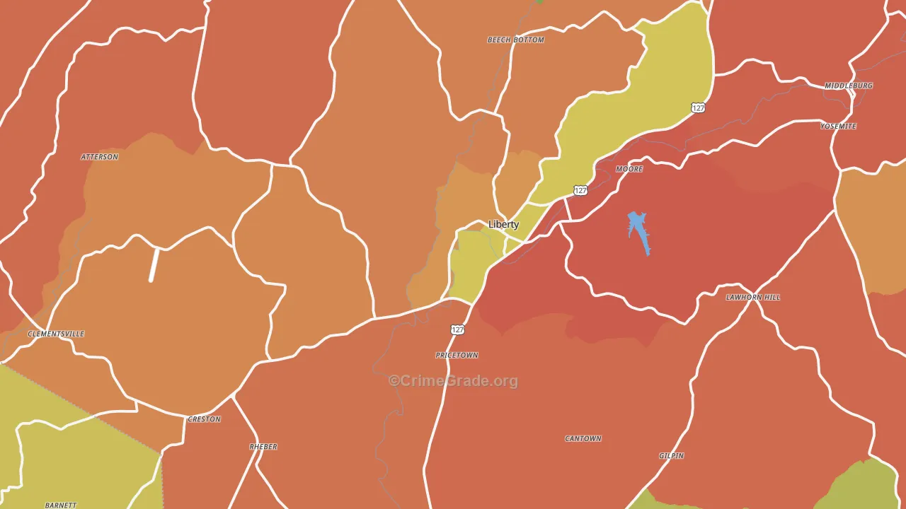 Liberty, KY Map of Arson Rates