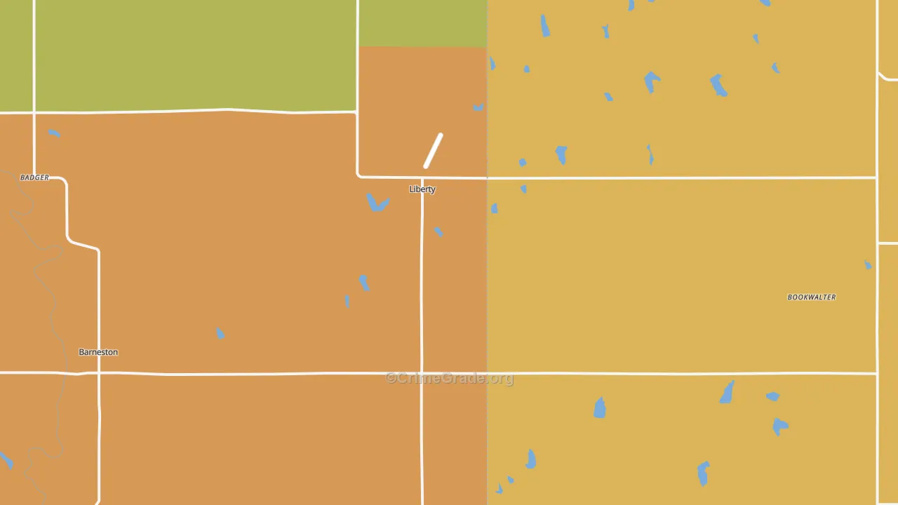 Liberty, NE Map of Arson Rates