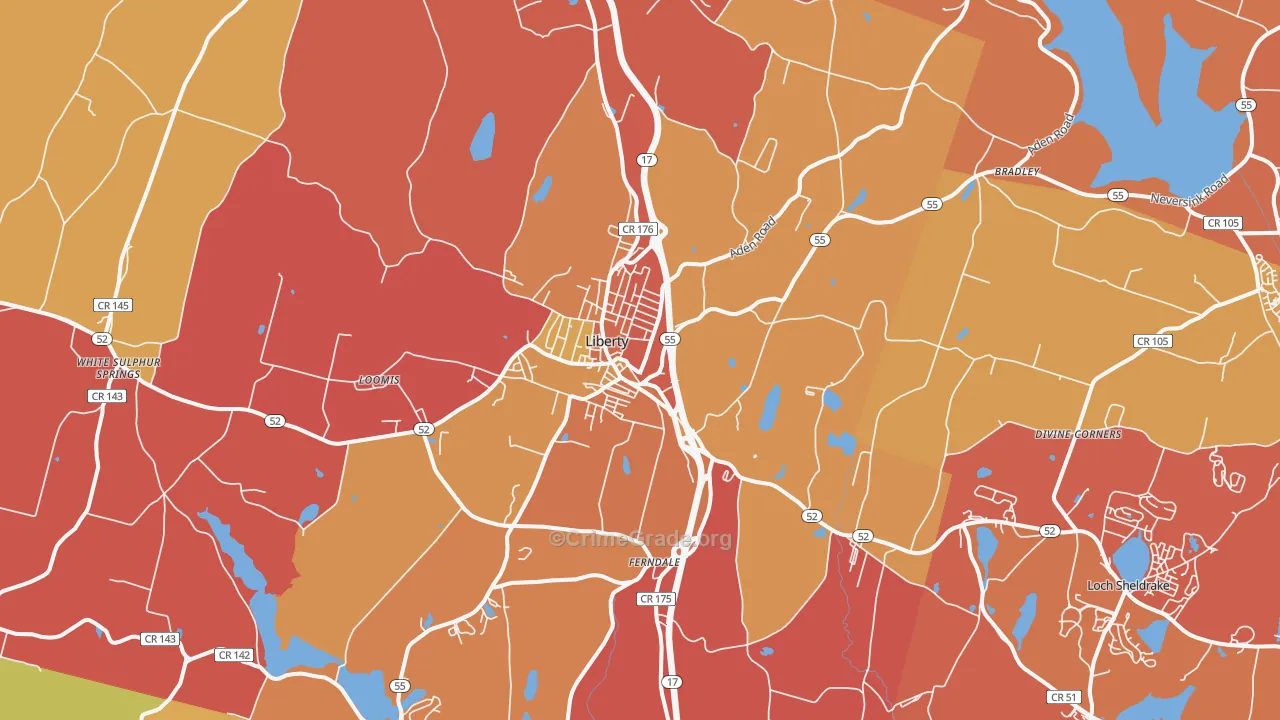 Liberty, NY Map of Arson Rates