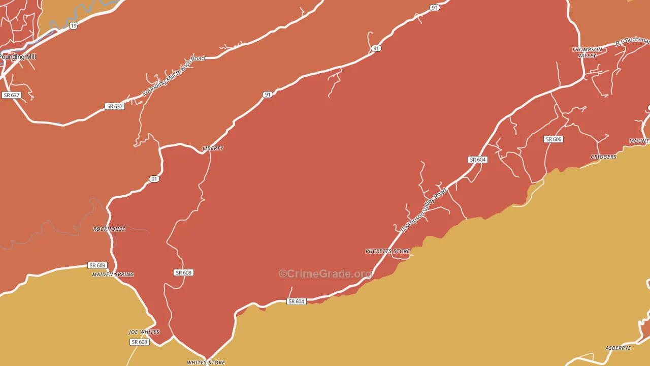 Liberty, VA Map of Arson Rates