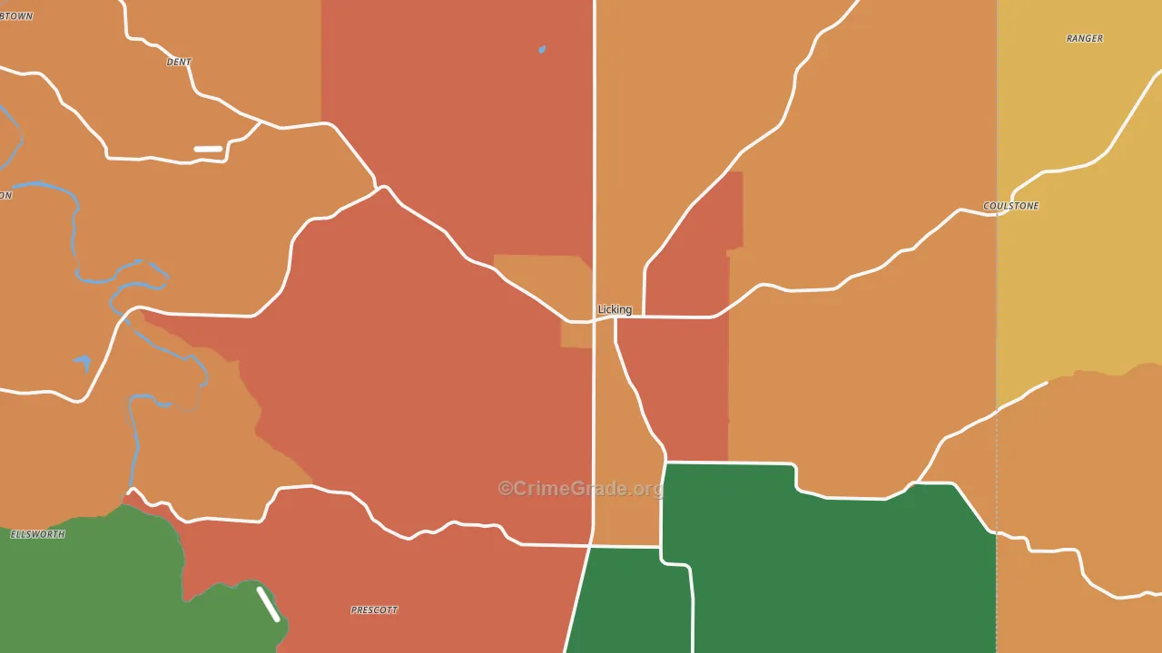 Licking, MO Map of Arson Rates