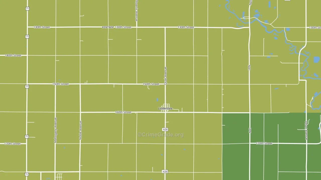 Lidderdale, IA Map of Arson Rates