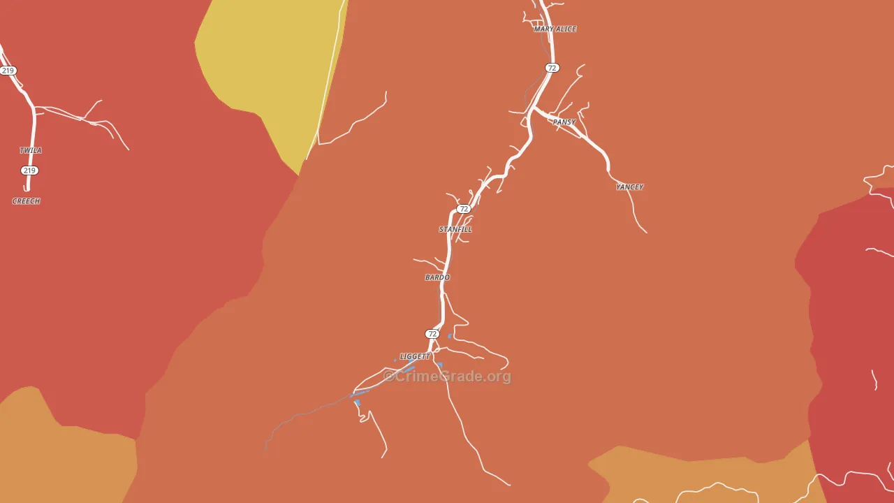 Liggett, KY Map of Arson Rates