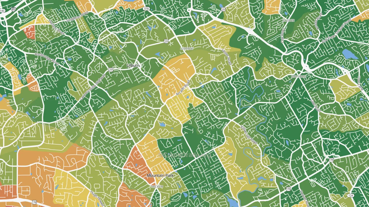 Lilburn, GA Map of Arson Rates