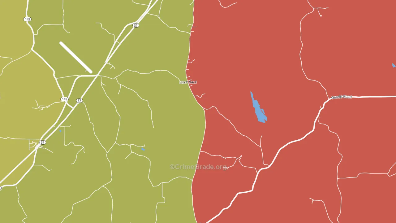 Lilly Dale, IN Map of Arson Rates