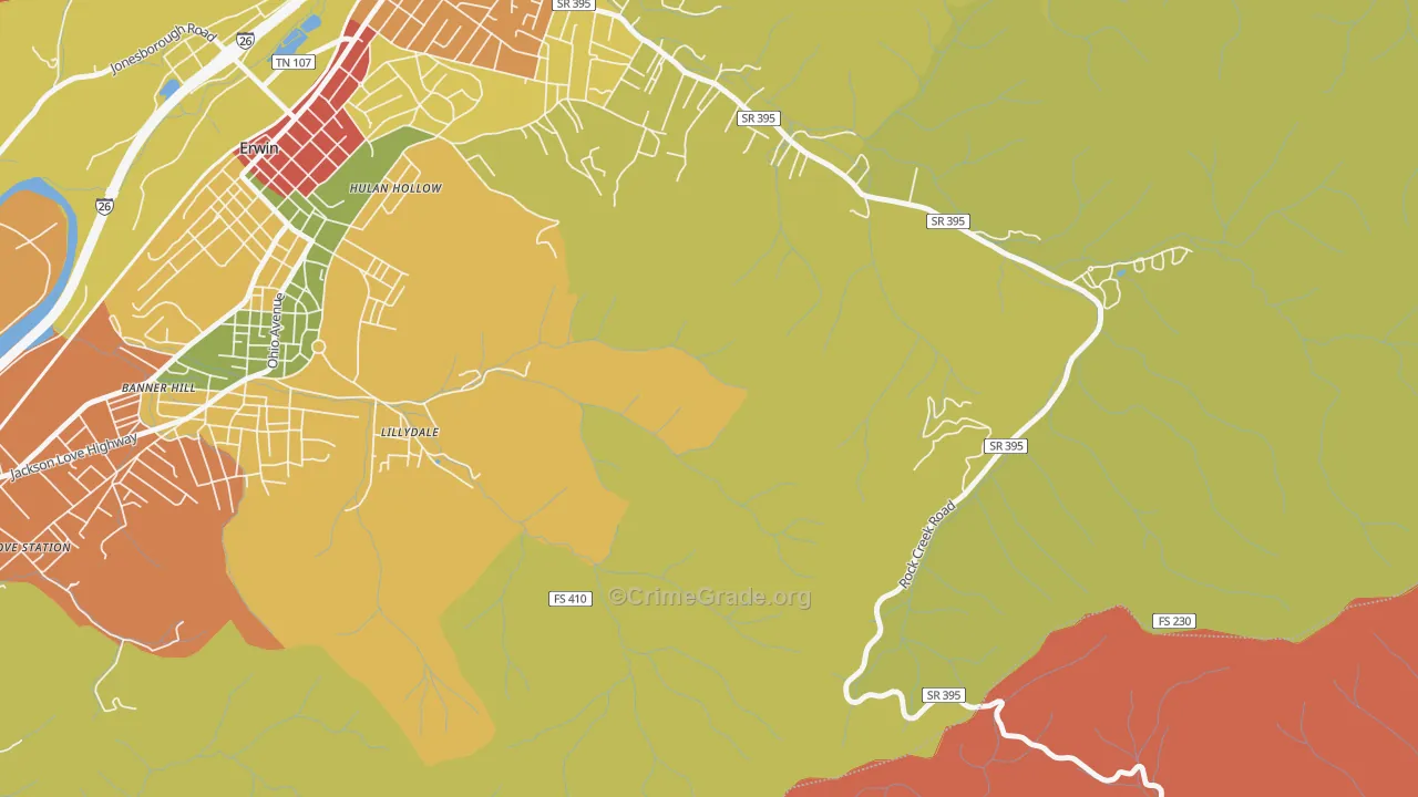 Lillydale, TN Map of Arson Rates