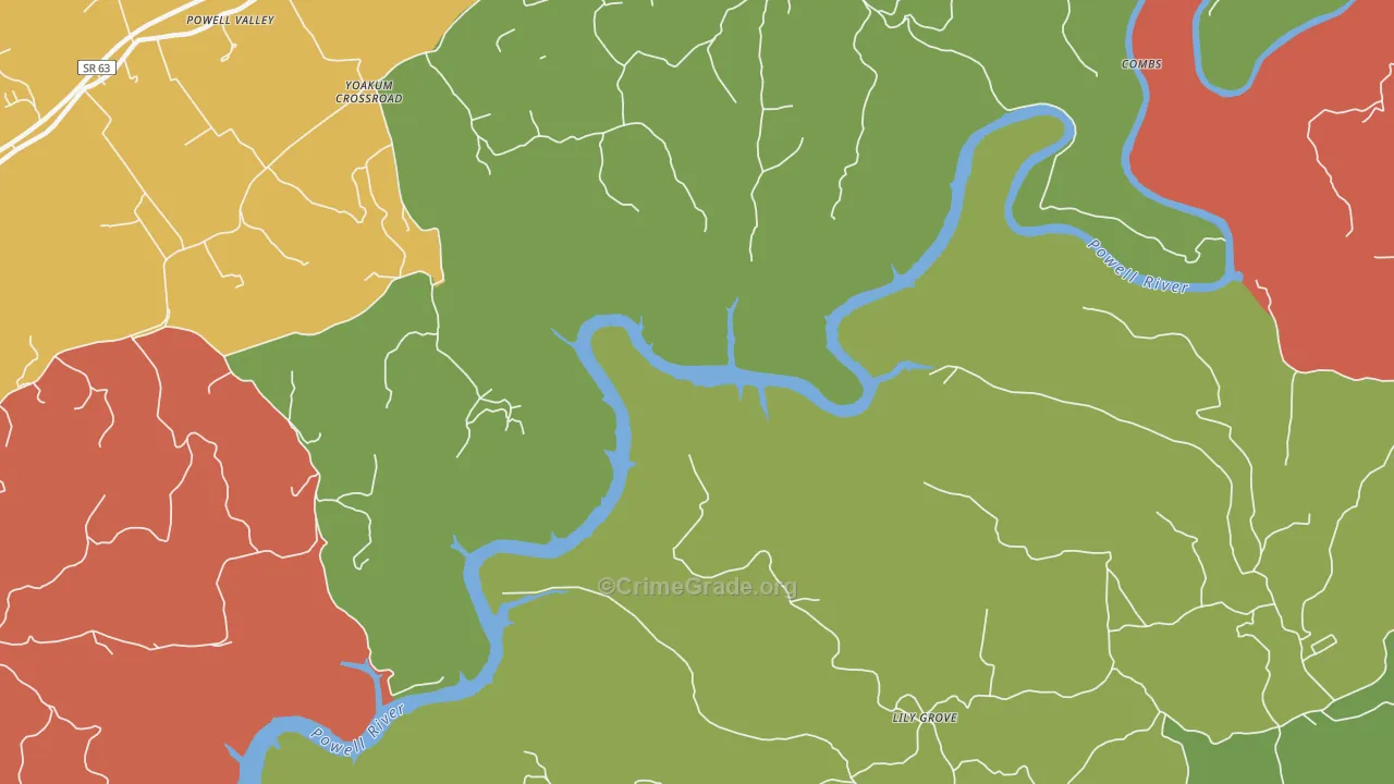 Lily Grove, TN Map of Arson Rates