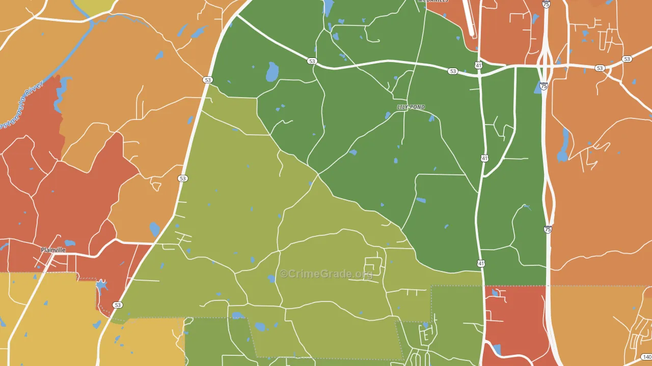 Lily Pond, GA Map of Arson Rates
