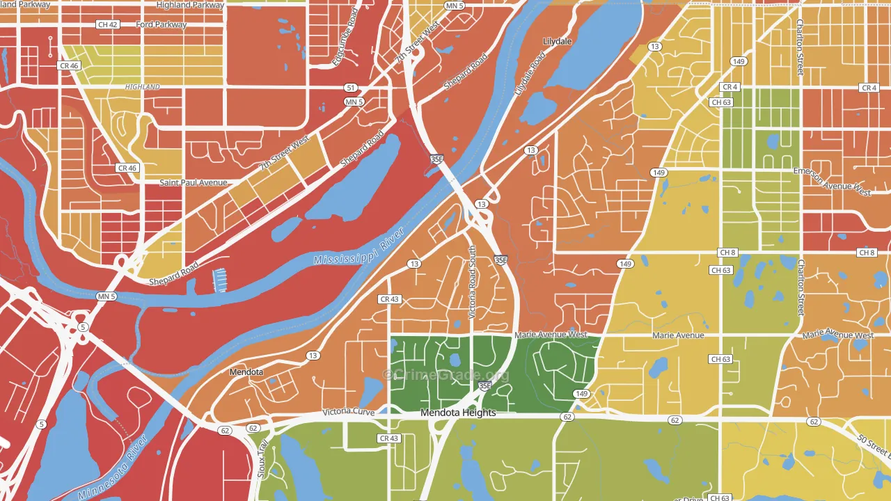 Lilydale, MN Map of Arson Rates
