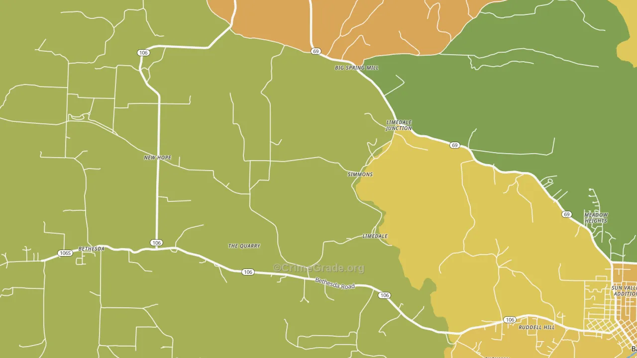 Limedale, AR Map of Arson Rates
