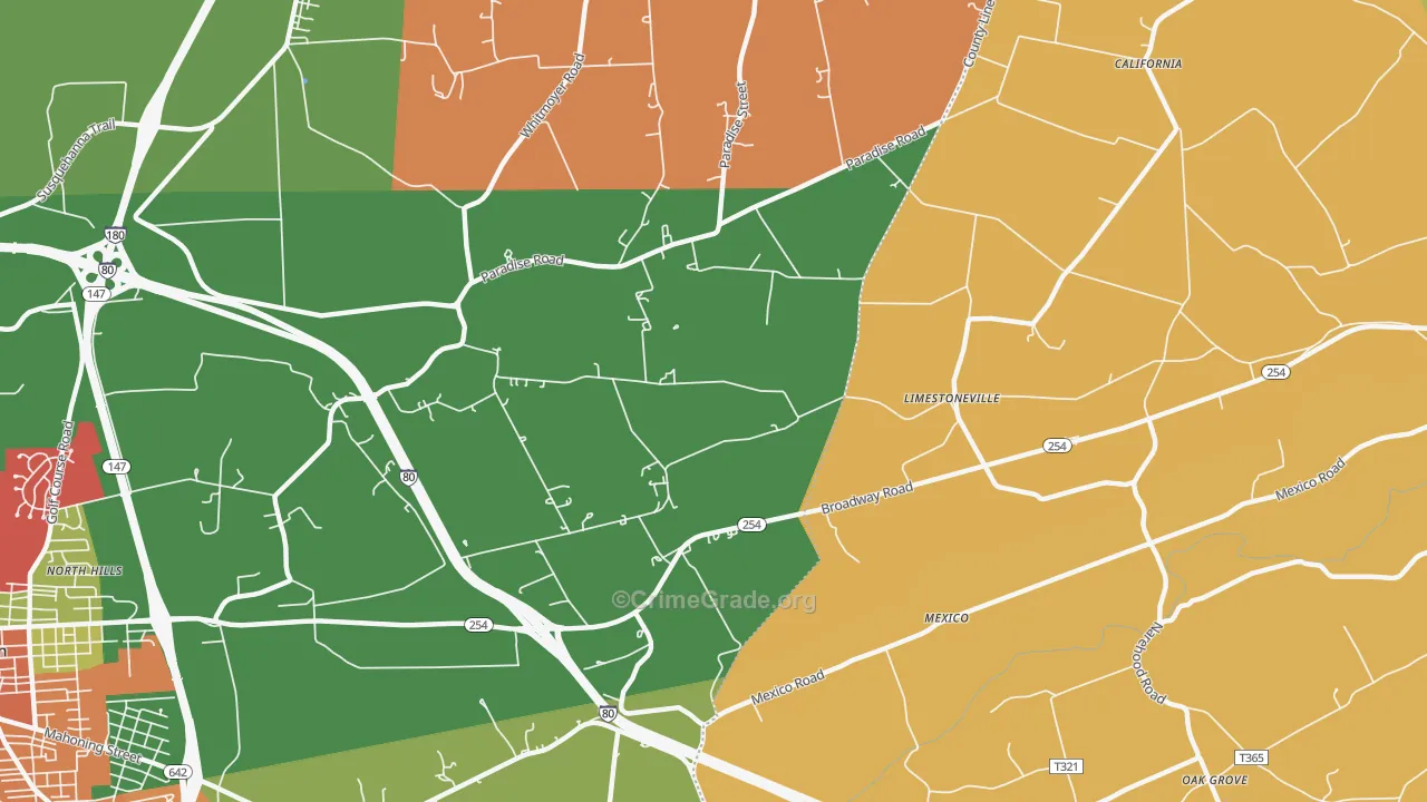 Limestoneville, PA Map of Arson Rates