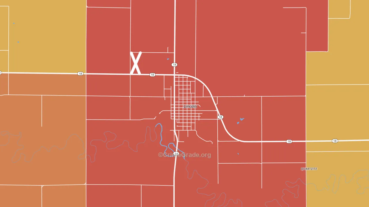 Lincoln Center, KS Map of Arson Rates